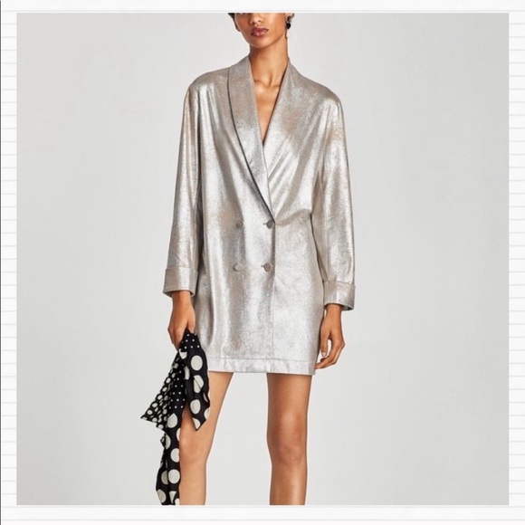 Zara Jackets & Blazers - ZARA Champagne metallic stretch blazer